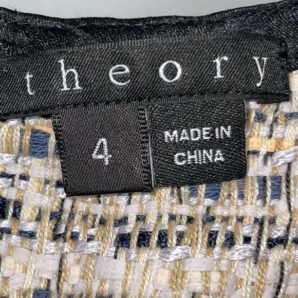 Theory Dress Waldia Alluring Sleeveless Mixed Media Satin Panel Tweed Shift Mini - Picture 10 of 14